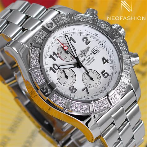 breitling super avenger a13370 white face diamond bezel|breitling a13370 review.